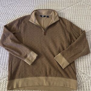 Lands' End Men's Tan Herringbone Zip-Up Sweater